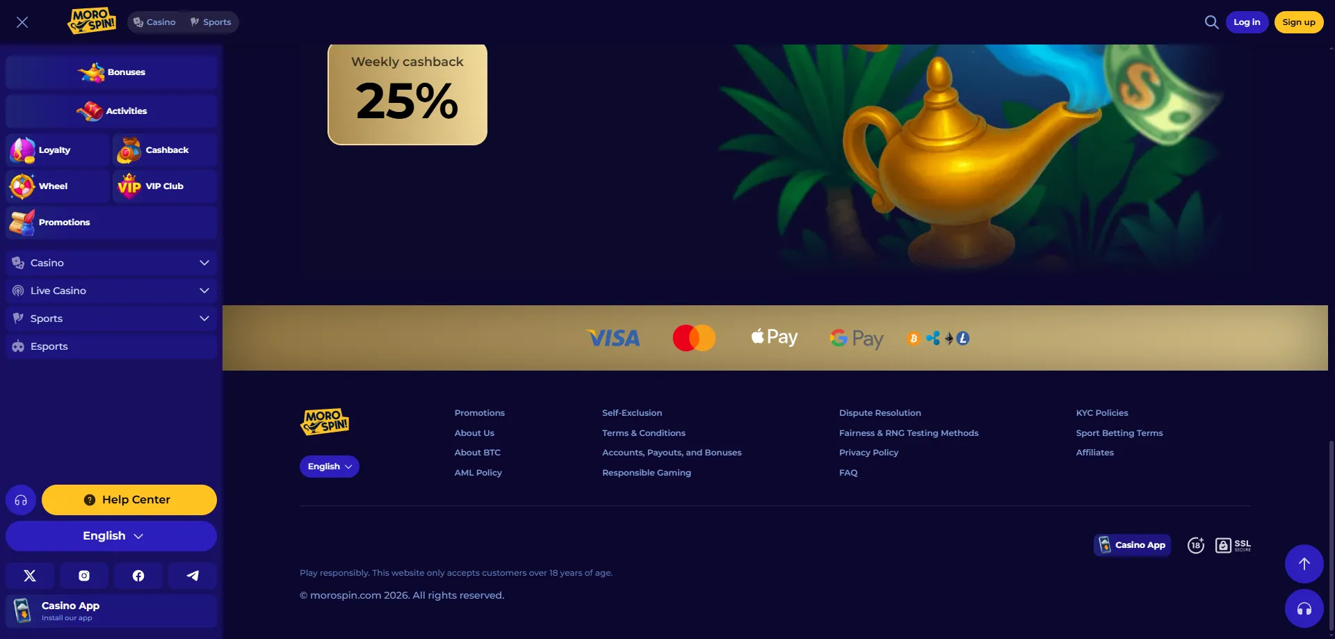 Morospin Casino metodi di pagamento deposito e prelievo rapidi Italia