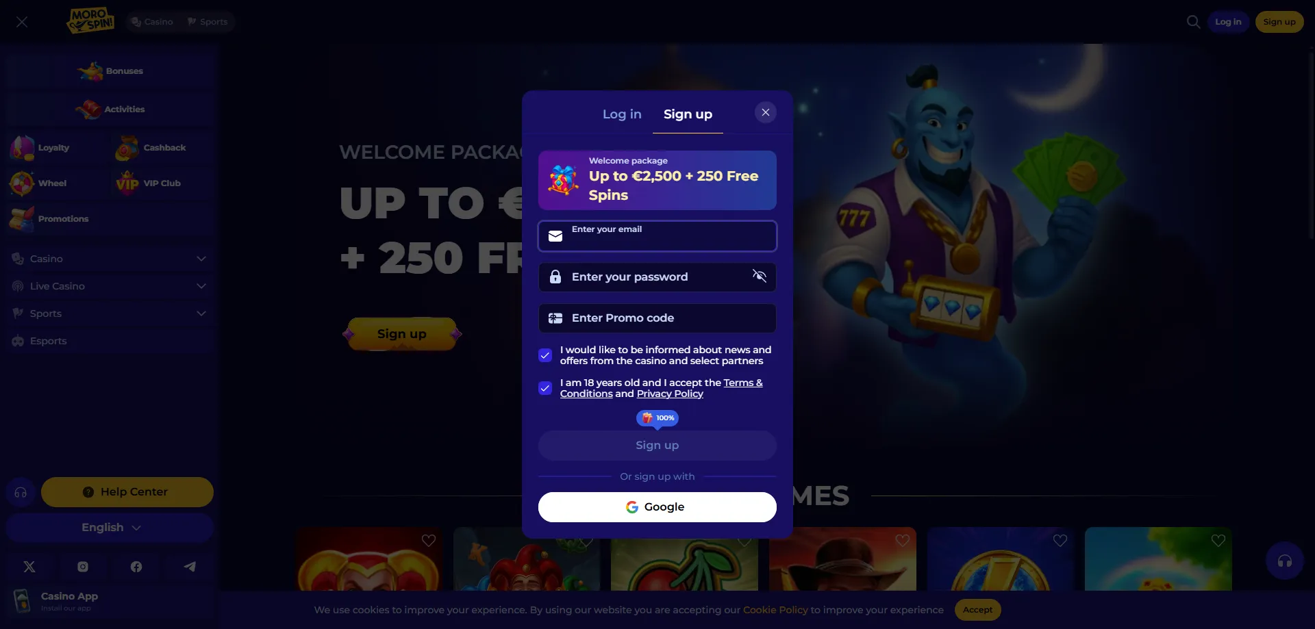 Registrarsi su Morospin Casino guida passo passo apertura account